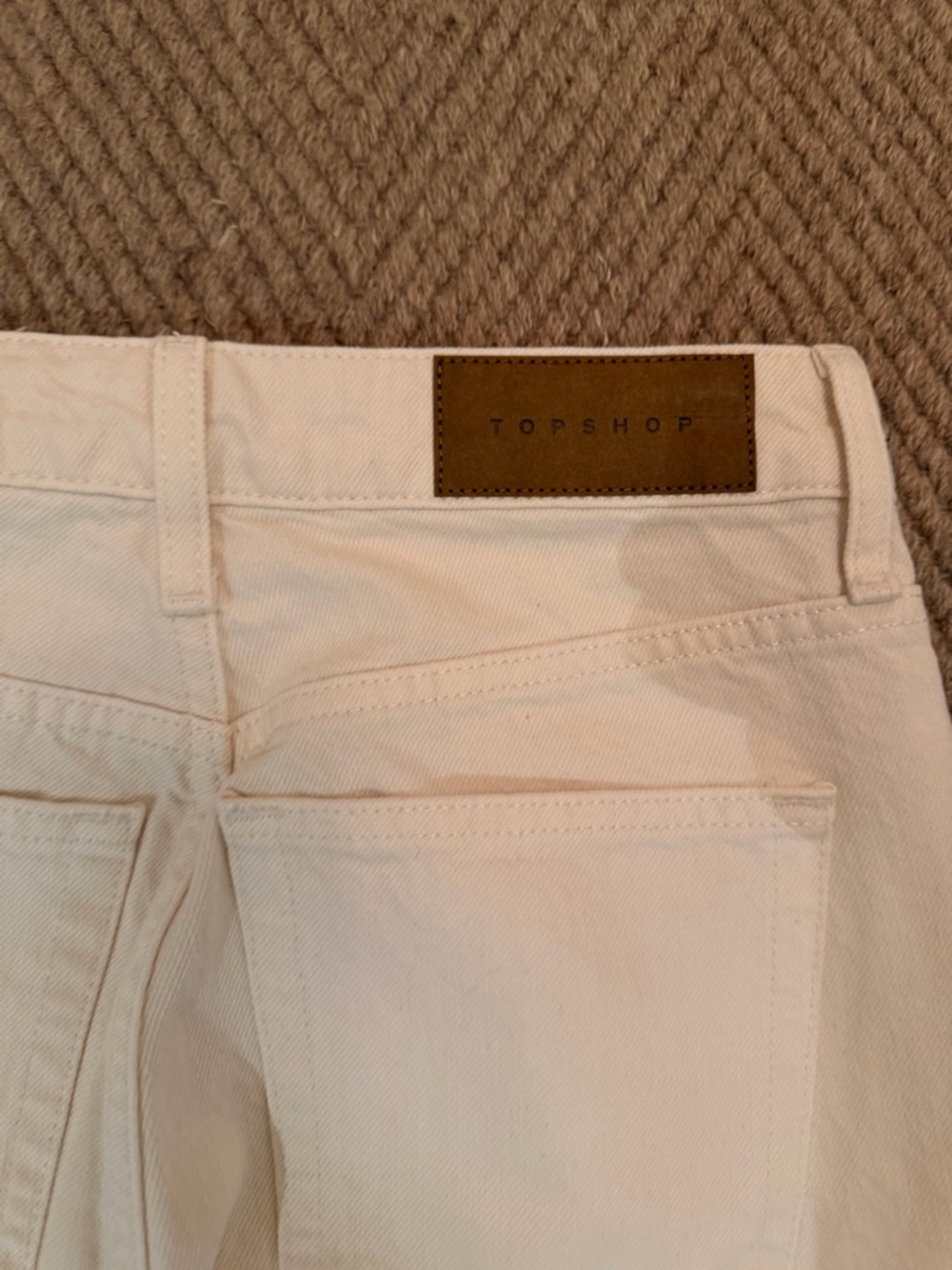 Topshop Cream Cropped Women's Jeans